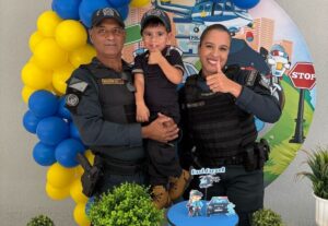 Polícia Militar recebe visita e participa de aniversário de criança em Coxim