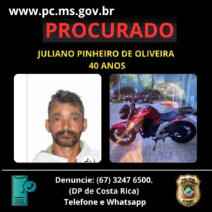 Polícia Civil investiga feminicídio em Costa Rica e pede ajuda da população para localizar o autor, que está foragido – Polícia Civil MS