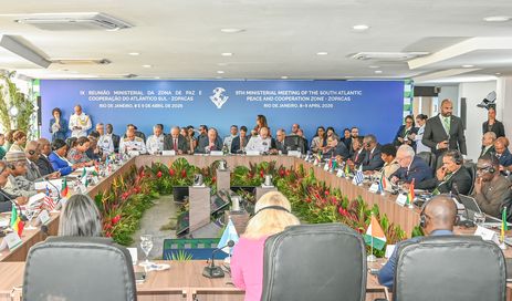 Brasil assume liderança da Zona de Paz e Cooperação do Atlântico Sul 4 Rio de Janeiro (RJ), 09/04/2026 – O Ministro Mauro Vieira preside a cerimônia de abertura da IX Reunião Ministerial da ZOPACAS, no Rio de Janeiro. Foto: Carlos Cruz/MRE.